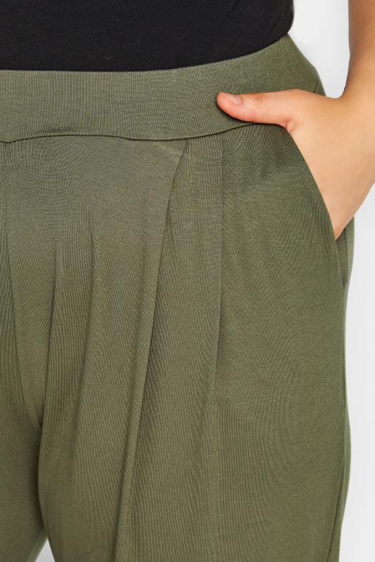 YOURS Plus Size Khaki Green Pleat Front Wide Leg Trousers | Yours Clothing 3