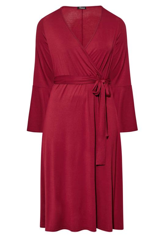 LIMITED COLLECTION Curve Wine Red Flare Sleeve Wrap Dress 6