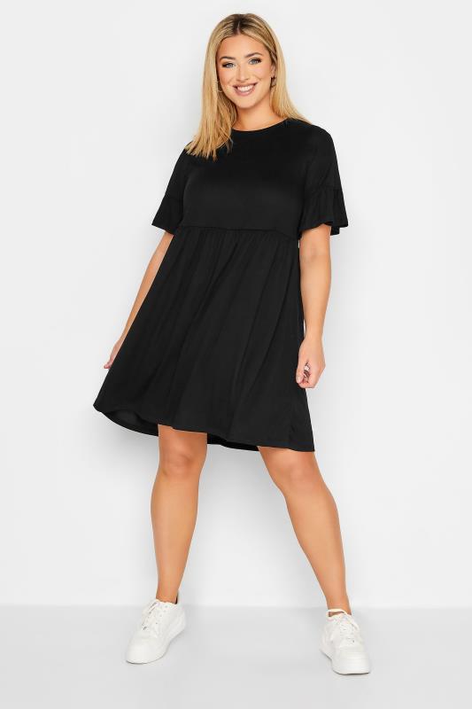 Plus Size Black Smock Tunic Dress | Yours Clothing 1