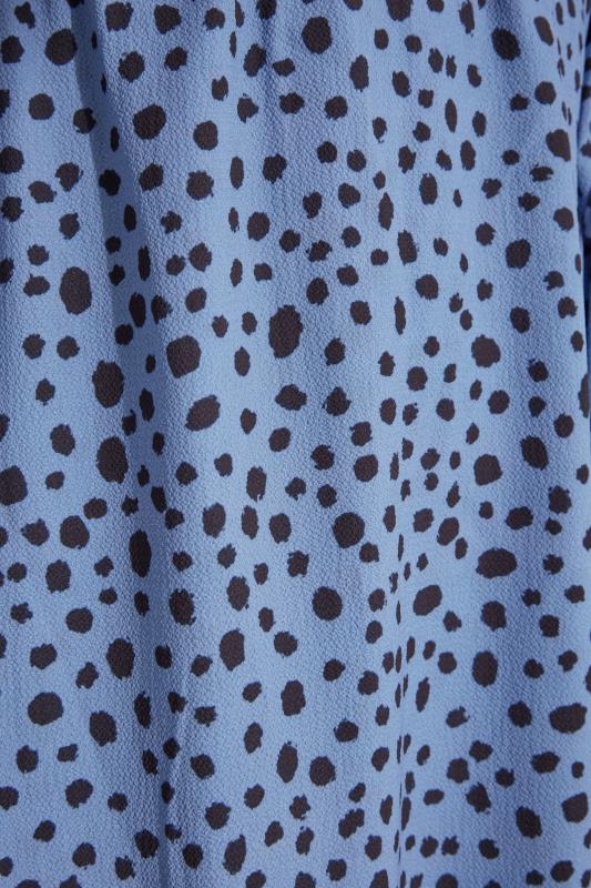 YOURS LONDON Plus Size Blue Dalmatian Print Midi Wrap Dress | Yours Clothing  5