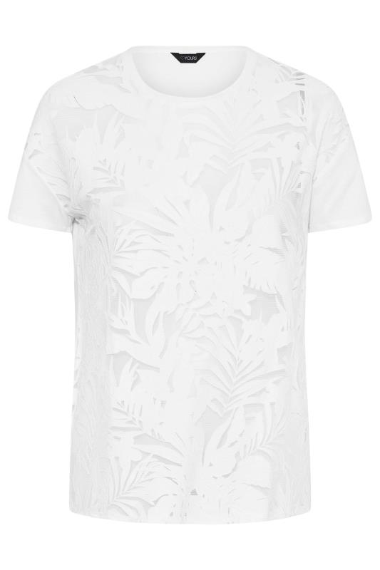 Plus Size White Tropical Print Mesh T-Shirt | Yours Clothing 6