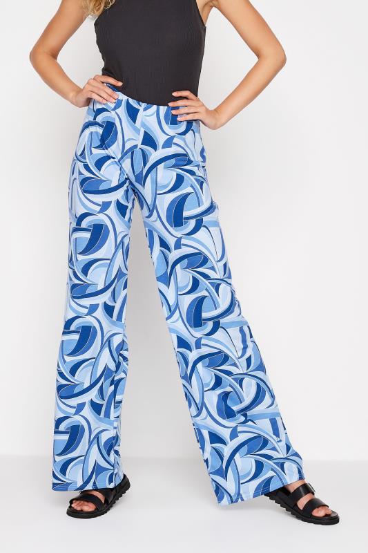 LTS Tall Women's Blue Swirl Print Wide Leg Trousers | Long Tall Sally 1