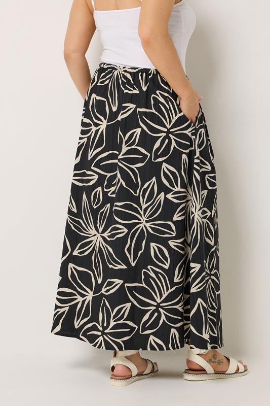 YOURS Plus Size Black Floral Textured Maxi Skirt | Yours Clothing 2