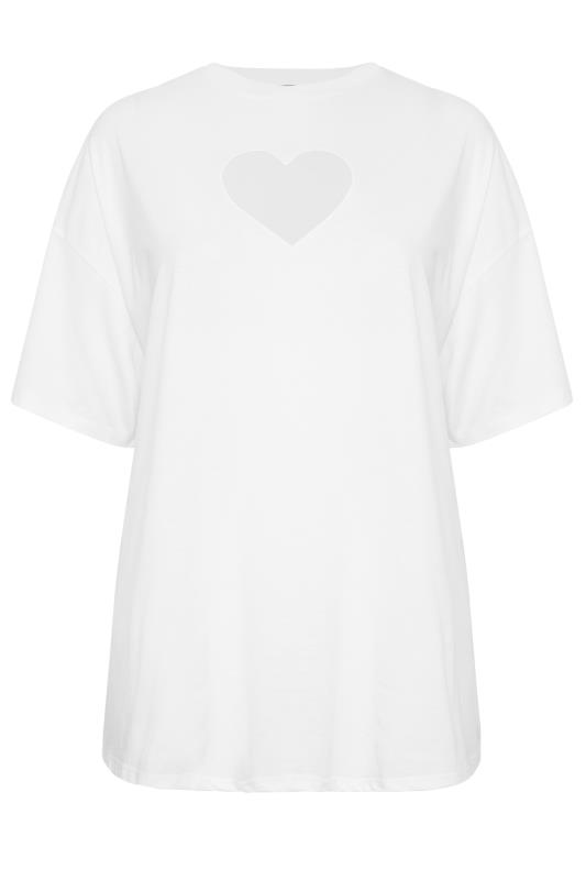 YOURS Plus Size White Heart Cut Out T-Shirt | Yours Clothing 6