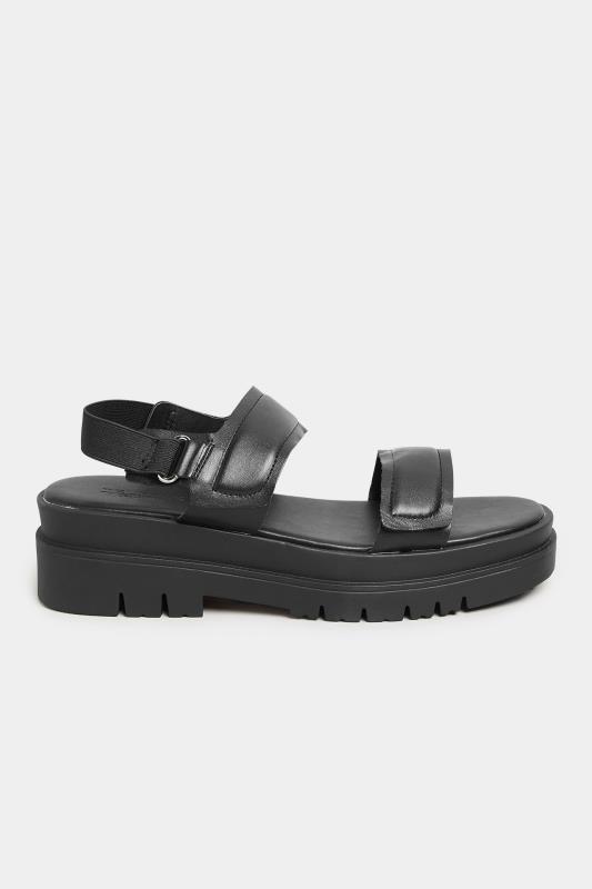 Black Double Strap Chunky Sandals In Standard D Fit | PixieGirl 3