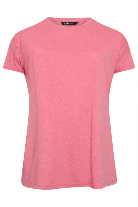 YOURS Plus Size Pink Oversized Linen T-Shirt | Yours Clothing 5
