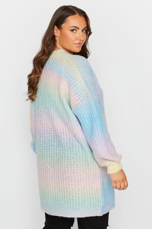 Plus Size Blue & Pink Ombre Knitted Cardigan | Yours Clothing 4