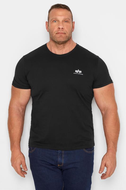 Großen Größen T-Shirts ALPHA INDUSTRIES Big & Tall Black Basic Logo T-Shirt
