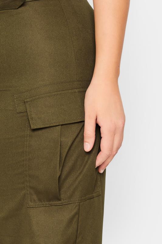 LTS Tall Khaki Green Belted Wide Leg Cargo Trousers | Long Tall Sally 3
