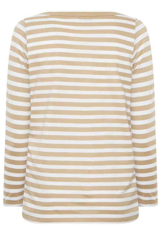 Plus Size Beige Brown Stripe Long Sleeve T-Shirt | Yours Clothing 6