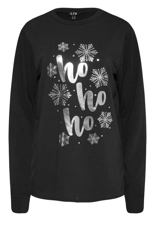 LTS Black 'Ho Ho Ho' Metallic Slogan Christmas Sweatshirt_F.jpg