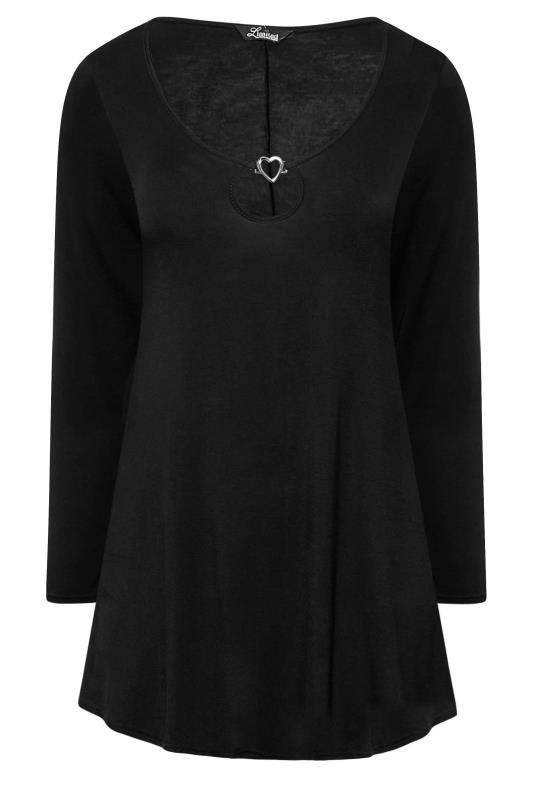 LIMITED COLLECTION Plus Size Black Heart Trim Cut Out Top | Yours Clothing 5