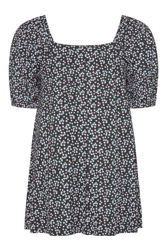LIMITED COLLECTION Plus Size Black Ditsy Floral Top | Yours Clothing 7