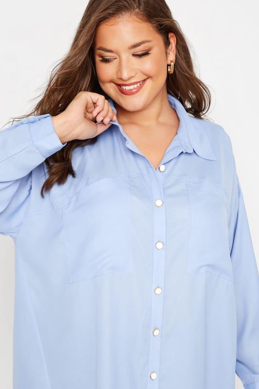 LIMITED COLLECTION Plus Size Light Blue Utility Pocket Shirt | Yours Clothing 4