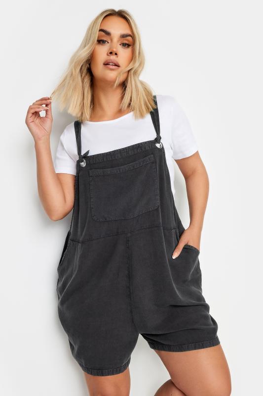 LIMITED COLLECTION Plus Size Washed Black Dungarees | Yours Clothing 1