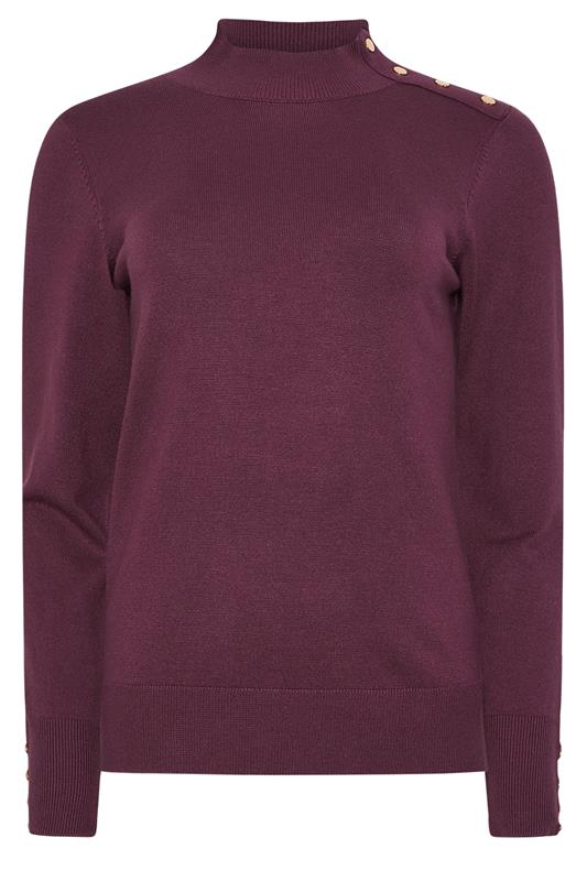 M&Co Berry Purple Button Turtle Neck Jumper | M&Co 5