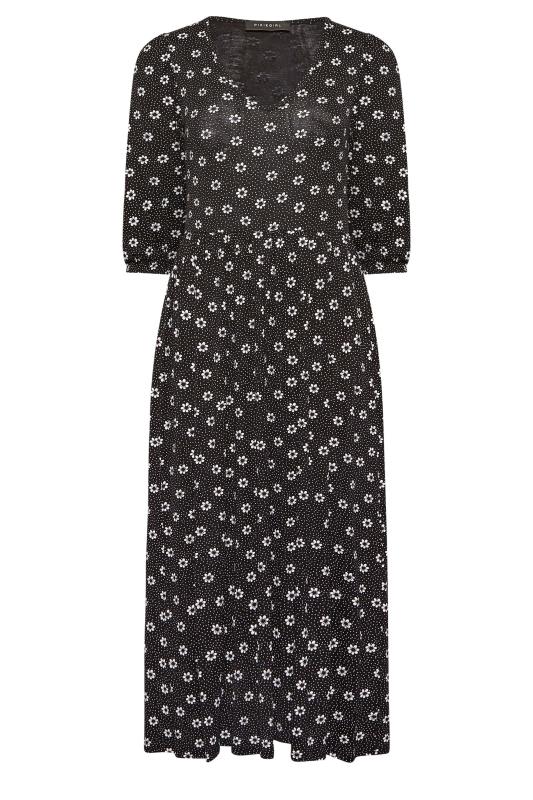 Petite Black Daisy Print Midaxi Dress | PixieGirl 6
