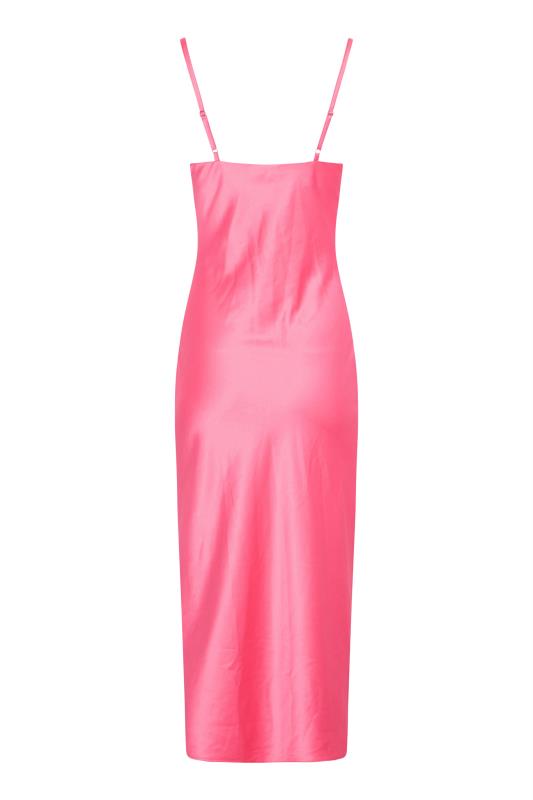 Petite Hot Pink Satin Slip Dress | PixieGirl 10