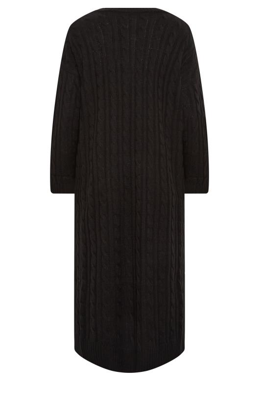 YOURS Plus Size Black Cable Knitted Maxi Cardigan | Yours Clothing 7
