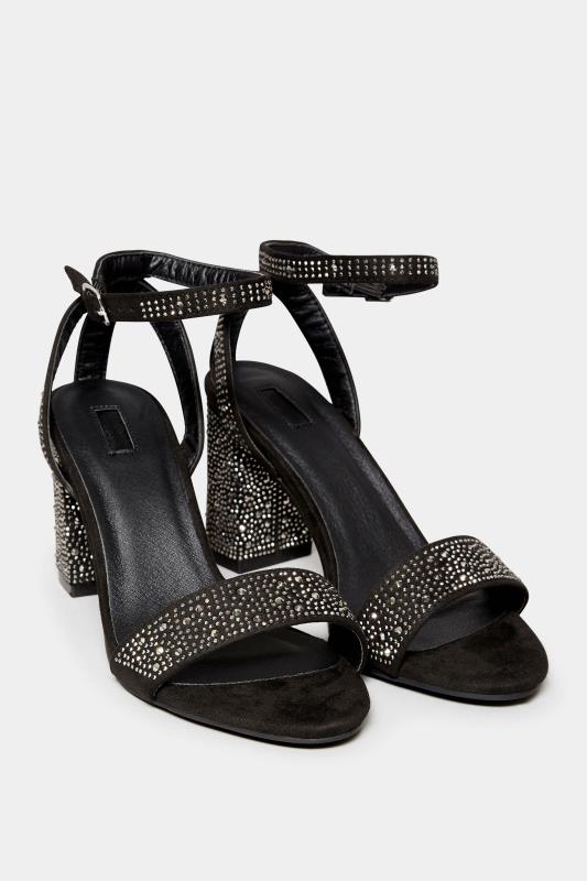 LIMITED COLLECTION Black Faux Suede Diamante Embellished Heels In Wide E Fit & Extra Wide EEE Fit 2