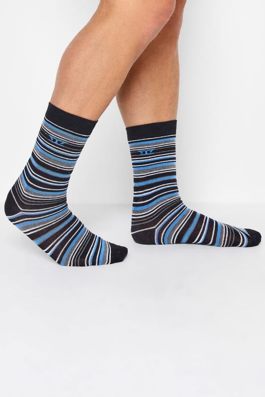 D555 3 PACK Blue & Orange Stripe Socks | BadRhino  2