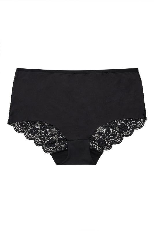 Plus Size 3 PACK Black Lace Full Briefs | Yours Clothing  4