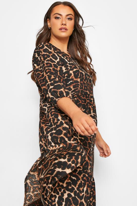 Plus Size Black Leopard Print Fril Hem Dress | Yours Clothing 4