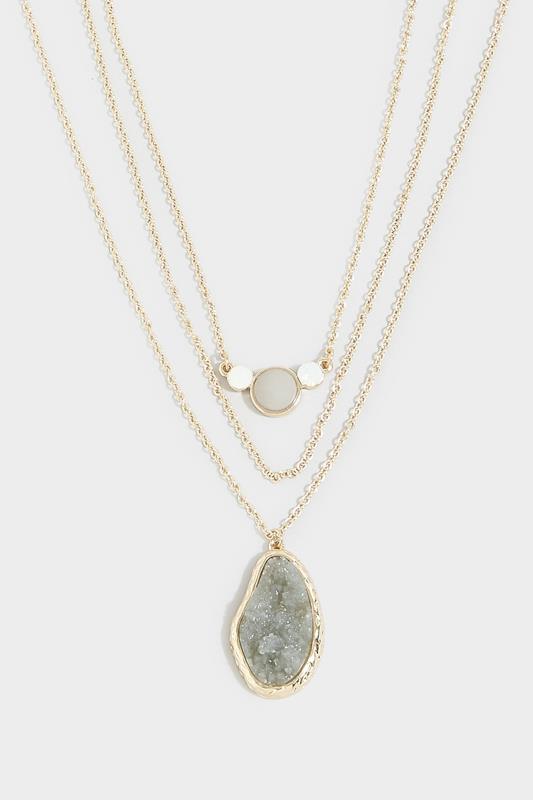 3 PACK Gold Tone Stone Layer Necklace Set | Yours Clothing 4