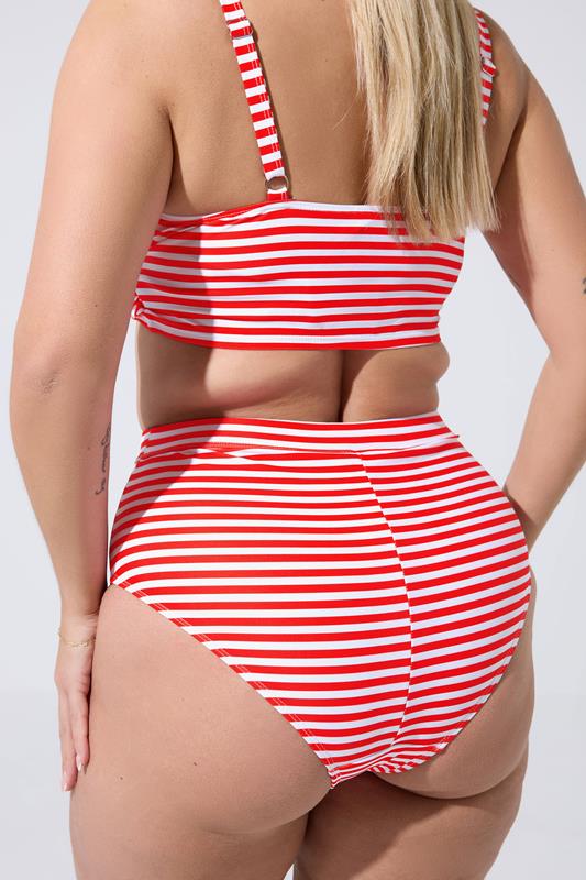 LIMITED COLLECTION Plus Size Red Stripe Bikini Briefs | Yours Clothing 4