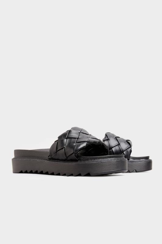 Tall  Yours Black Woven Chunky Slider In Regular Fit