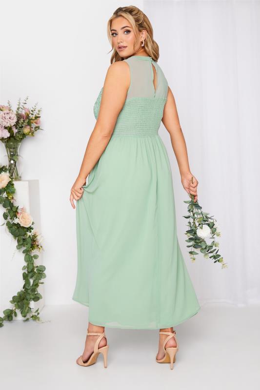 YOURS LONDON Curve Sage Green Lace Front Chiffon Maxi Bridesmaid Dress 3