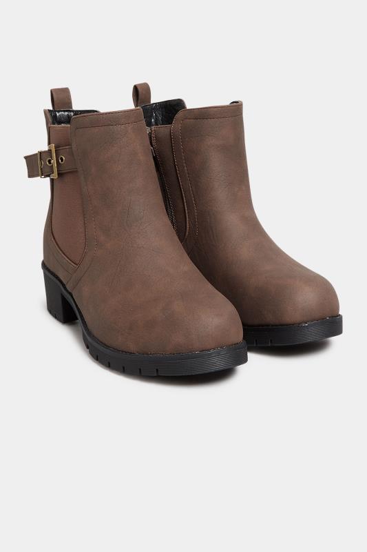 Brown Buckle Ankle Boots In Wide E Fit & Extra Wide EEE Fit 2