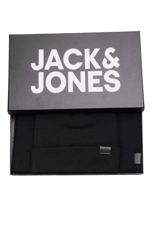 JACK & JONES Black Beanie Hat & Scarf Gift Set | BadRhino 3