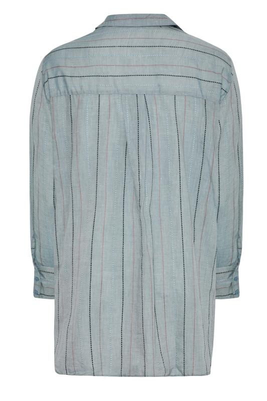Plus Size Grey Stripe Pocket Oversized Shirt | Yours Clothing 8