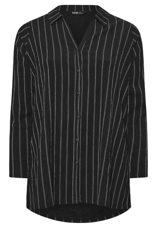 YOURS Plus Size Black Textured Pinstripe Shirt | Yours Clothing  7