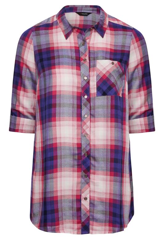 YOURS Plus Size Curve Purple Check Boyfriend Shirt | Yours Clothing  6
