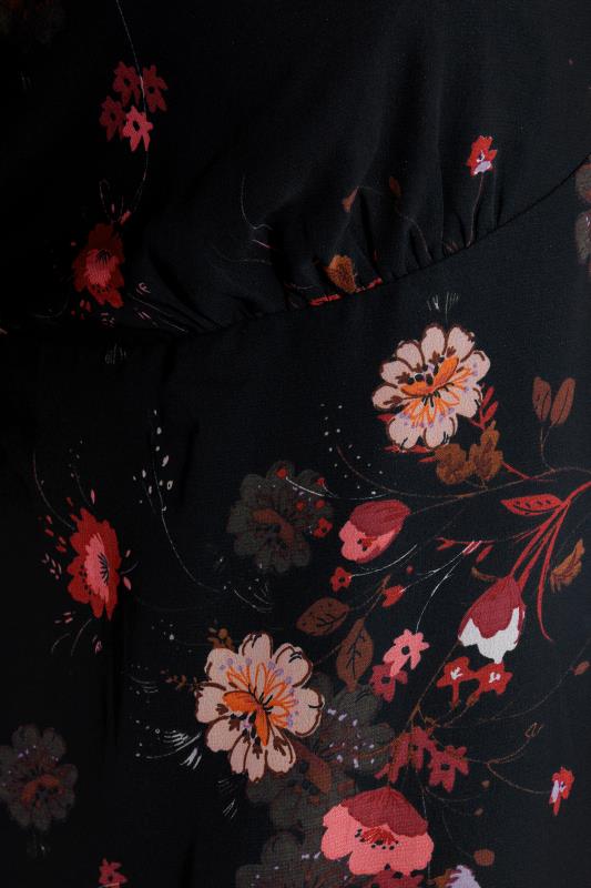 Plus Size Black Floral Print Back Tie V-Neck Top | Yours Clothing 5