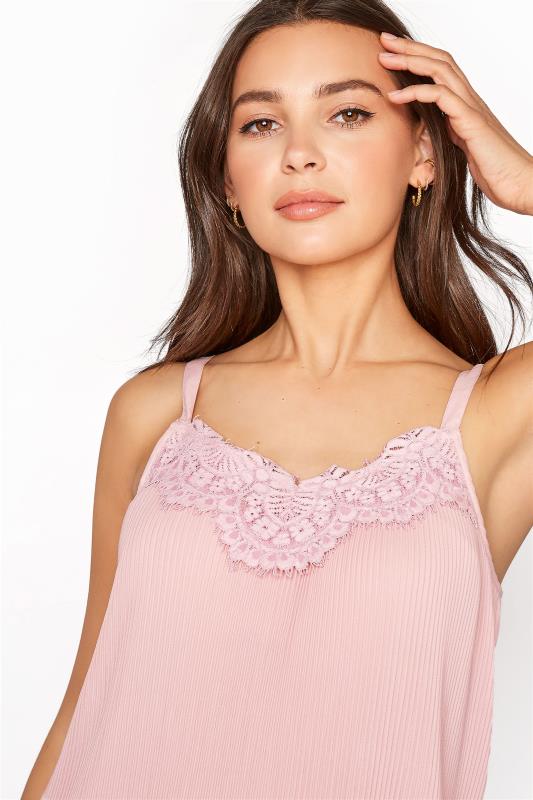 LTS Pink Pleat Lace Cami Top | Long Tall Sally 4