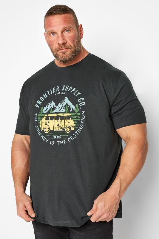  dla puszystych ESPIONAGE Big & Tall Charcoal Grey 'Frontier' Graphic Print T-Shirt