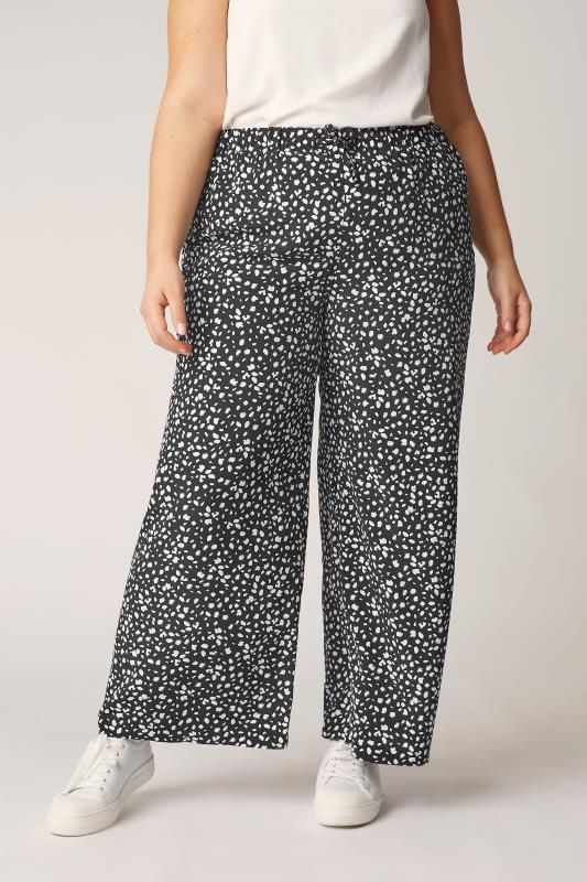THE LIMITED EDIT Black Speckled Print Wide Leg Trousers_B.jpg