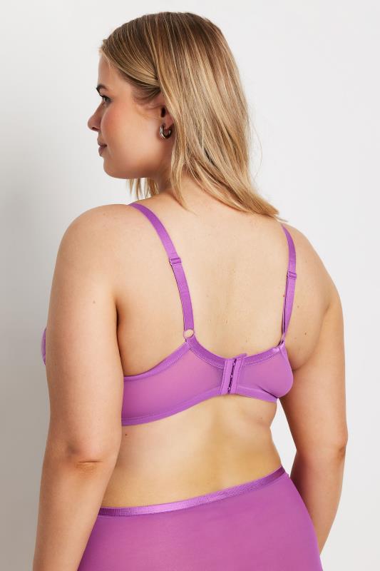 YOURS Plus Size Purple Lace Detail Non-Padded Bra | Yours Clothing  3