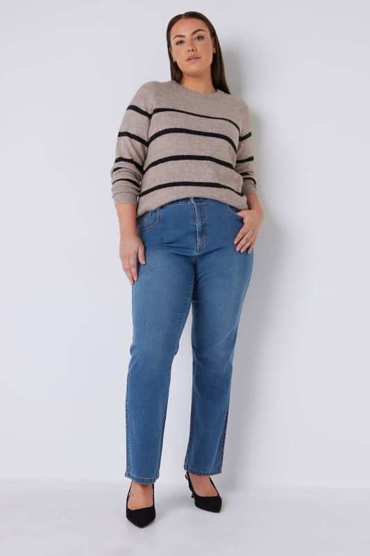 EVANS Plus Size Curve Fit Blue Mid Wash Straight Leg Jeans | Evans 3