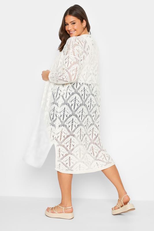 YOURS Curve Plus Size White Pointelle Maxi Cardigan | Yours Clothing  3