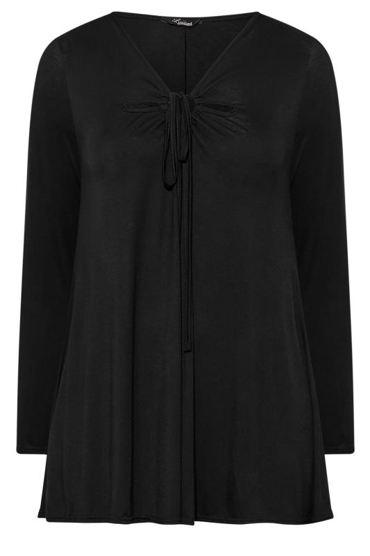 LIMITED COLLECTION Plus Size Black Keyhole Tie Long Sleeve Top | Yours Clothing  7