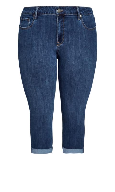 Evans Blue Mid Wash Stretch Cropped Girlfriend Jeans 6