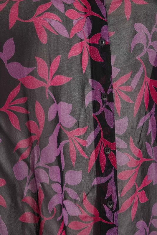Curve Black & Purple Floral Chiffon Shirt 6