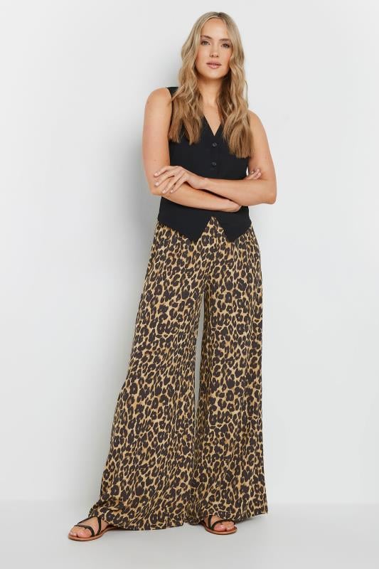  Tallas Grandes LTS Tall Black Leopard Print Wide Leg Trousers