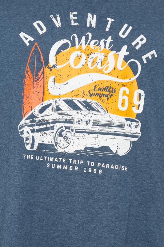 ED BAXTER Big & Tall Blue 'West Coast' Car Print T-Shirt | BadRhino 2