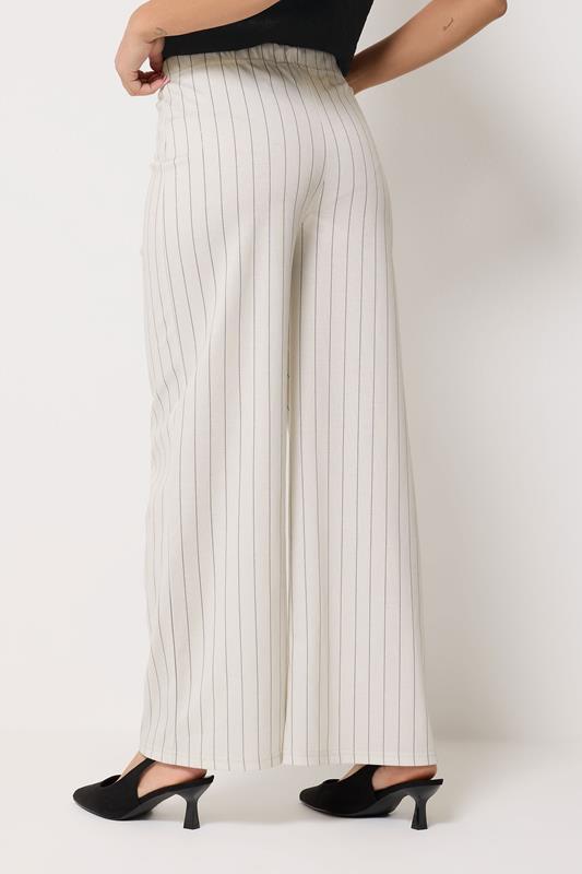 M&Co Petite Ivory White Stripe Wide Leg Trousers | M&Co 2
