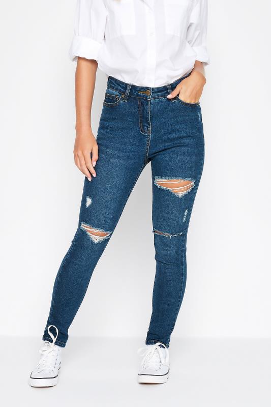 Petite Blue Distressed Skinny AVA Jeans 1
